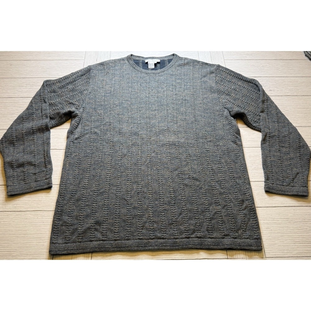 Ermenegildo Zegna VTG Men's Sweater Long Sleeve Crew neck Textured Knit Multi XL